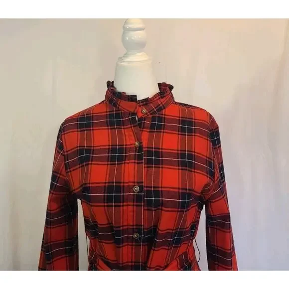 New Kiel James Patrick Cozy Cabin Cotton Flannel Dress S